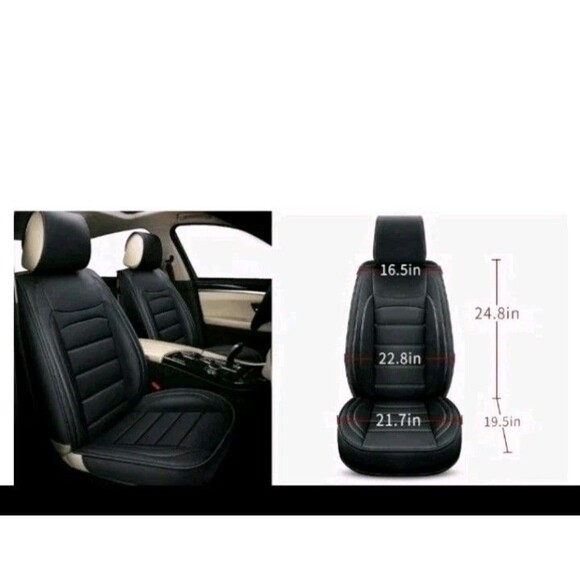 Universal Waterproof Leather Seat Covers, 2PC Black Set For Truck SUV Jeep Car - Picture 2 of 7